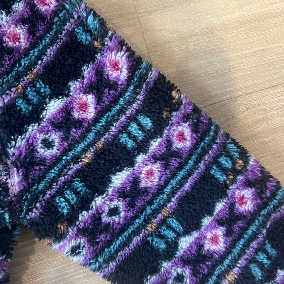 L.L.Bean Hi-Pile Fleece Jacket 6-12 Months Purple & Black Pattern - Picture 3 of 6